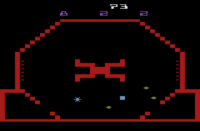 Reactor Atari 2600 Screenshot: Use the decoys to lure particles...