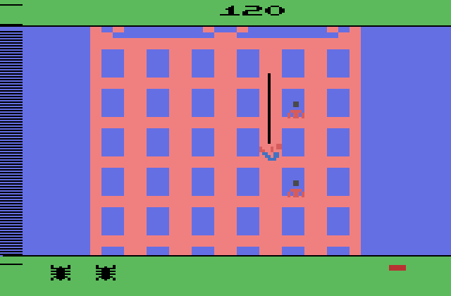 Spider-Man Atari 2600 Screenshot: Falling...act fast!