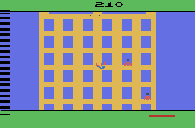 Spider-Man Atari 2600 Screenshot: Spider-Man falling again... uh oh!