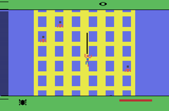 Spider-Man Atari 2600 Screenshot: Climbing the building...