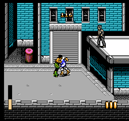 Rollergames NES / Famicom Screenshot: Final fight of this level...