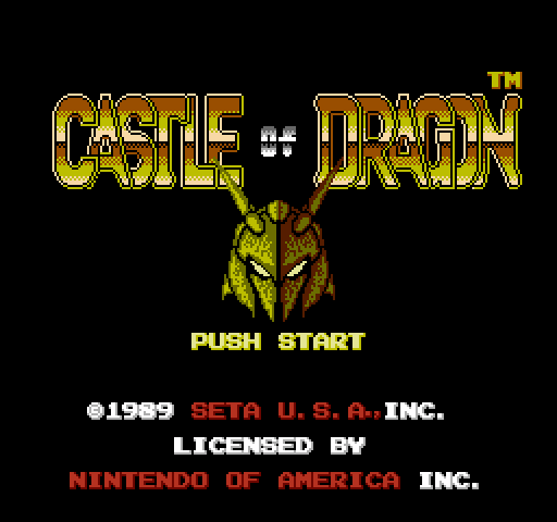 Castle of Dragon NES / Famicom Screenshot: Title scren (U.S. version).