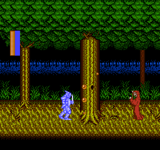 Castle of Dragon NES / Famicom Screenshot: Fighting a wraith in the forest.