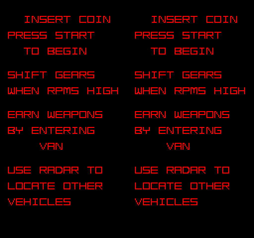 Spy Hunter II Arcade Screenshot: Game instructions.