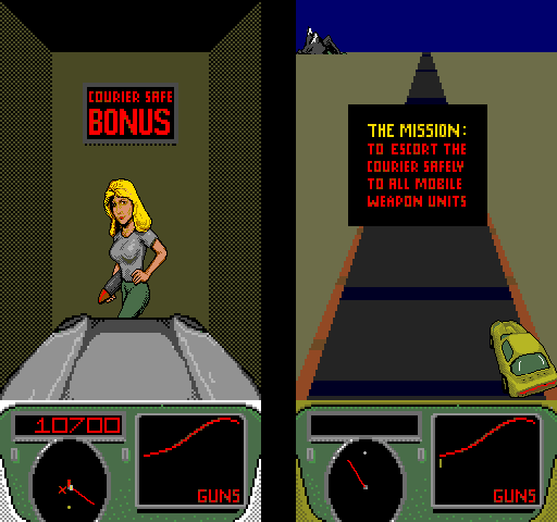Spy Hunter II Arcade Screenshot: Drive into the van for a bonus.