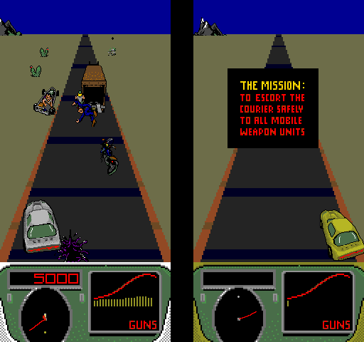 Spy Hunter II Arcade Screenshot: That's a weapons van ahead!