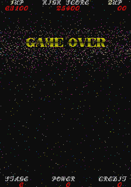 Sky Fox Arcade Screenshot: Game over.