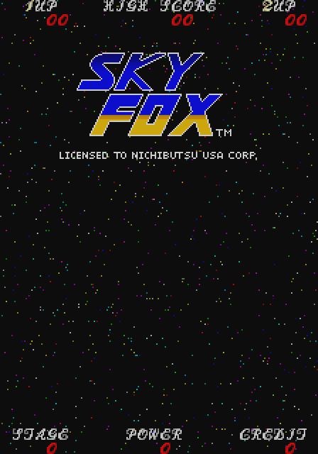 Sky Fox Arcade Screenshot: Title screen (U.S. version).