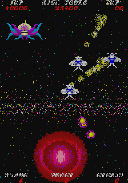 Sky Fox Arcade Screenshot: I'm hit again!