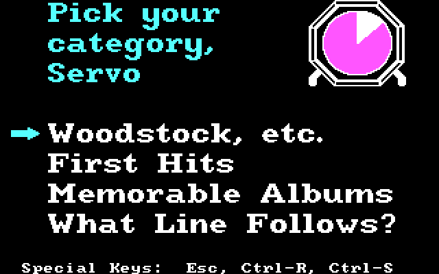 Music 101: Trivia from Mozart to Motown IBM PC/Compatibles Screenshot: Pick another category...