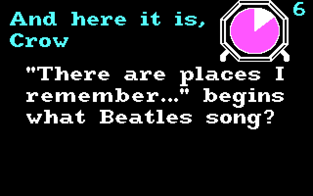 Music 101: Trivia from Mozart to Motown IBM PC/Compatibles Screenshot: Some Beatles trivia.
