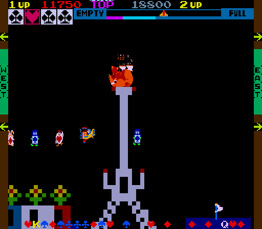 Sky Skipper Arcade Screenshot: Gorilla knocked down...collect the animals!