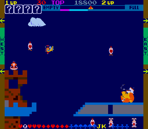 Sky Skipper Arcade Screenshot: Collect animals when gorillas are knocked down.