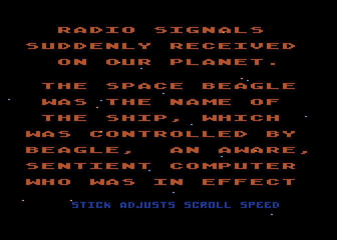 Quest of the Space Beagle Atari 8-bit Screenshot: Game story continued...