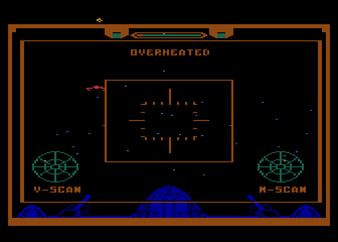 Quest of the Space Beagle Atari 8-bit Screenshot: My canon has overheated, I'll need to cease fire for a short while.