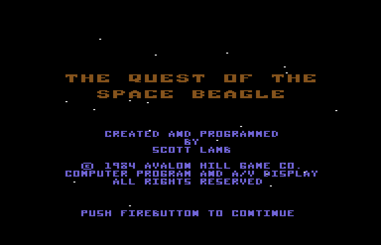 Quest of the Space Beagle Commodore 64 Screenshot: Credits screen.