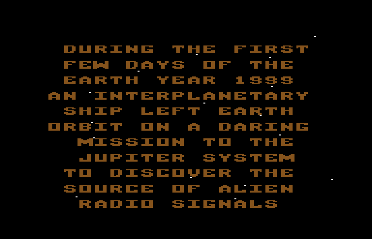 Quest of the Space Beagle Commodore 64 Screenshot: The opening story.