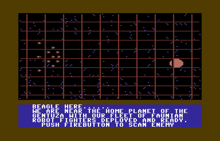 Quest of the Space Beagle Commodore 64 Screenshot: Preparing to scan for the enemy...