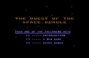 Quest of the Space Beagle for Commodore 64 - The main menu.