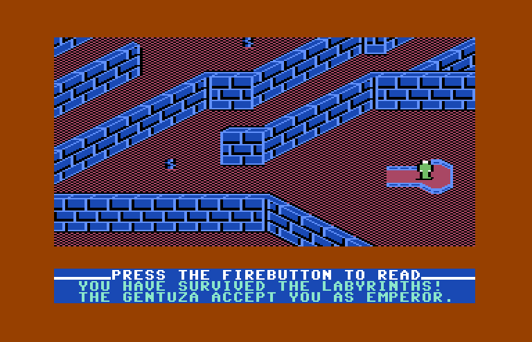 Quest of the Space Beagle Commodore 64 Screenshot: I reached the end of the maze!