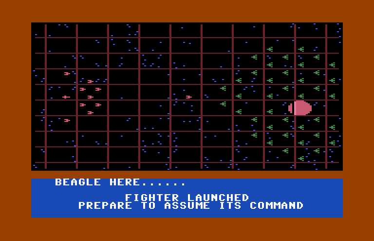 Quest of the Space Beagle Commodore 64 Screenshot: Fighter launched!