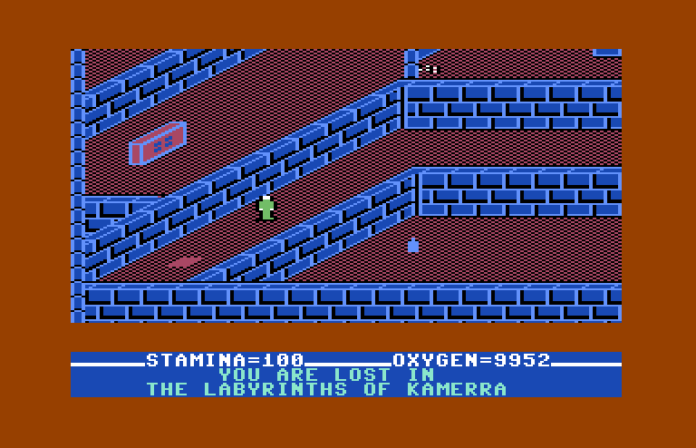 Quest of the Space Beagle Commodore 64 Screenshot: Entering the Labyrinths of Kamerra.