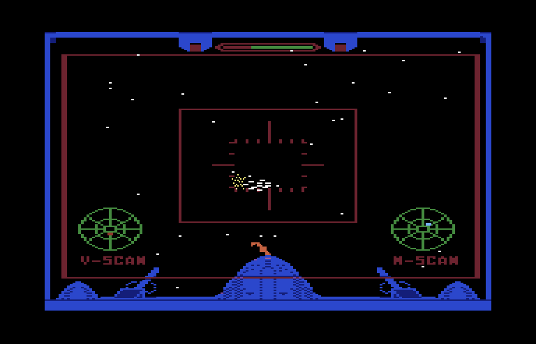 Quest of the Space Beagle Commodore 64 Screenshot: Target destroyed, but there's still more to go...