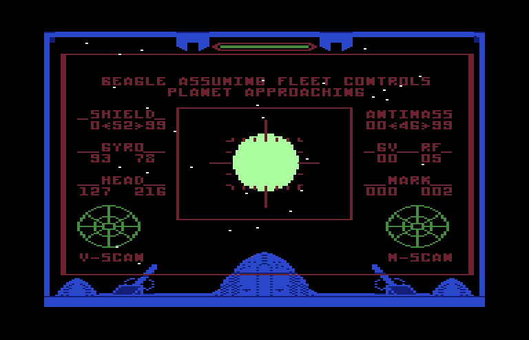 Quest of the Space Beagle Commodore 64 Screenshot: Planet approaching...