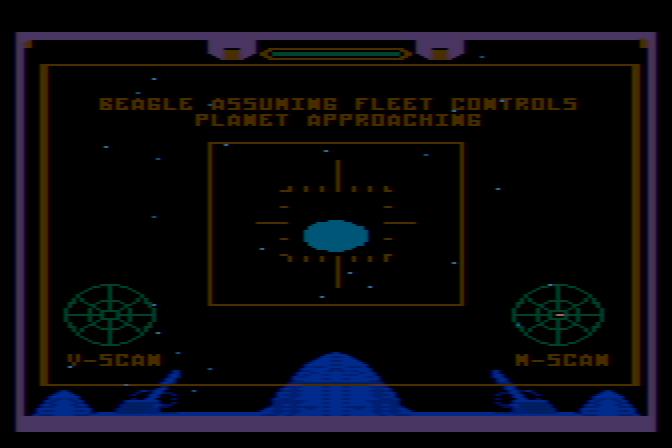 Quest of the Space Beagle Atari 8-bit Screenshot: A planet is approaching!