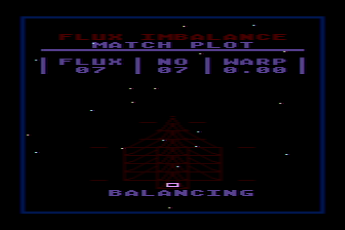 Quest of the Space Beagle Atari 8-bit Screenshot: There's a flux imbalance I need to fix first...