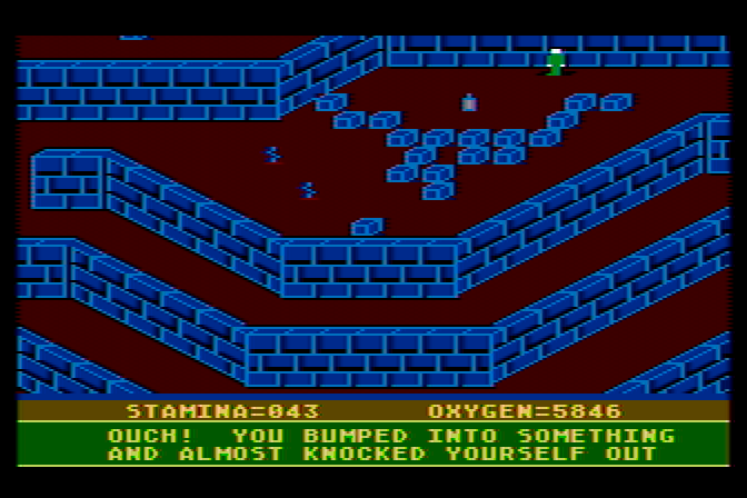 Quest of the Space Beagle Atari 8-bit Screenshot: Oops, don't bump into the walls!