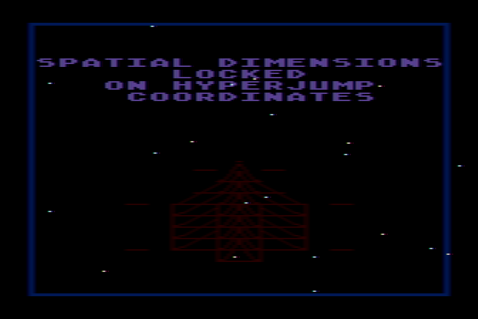Quest of the Space Beagle Atari 8-bit Screenshot: Time to enter hyperspace...