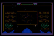 Quest of the Space Beagle for Atari 8-bit - Firing at a target...