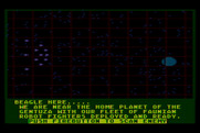 Quest of the Space Beagle for Atari 8-bit - Approaching the enemy home planet.
