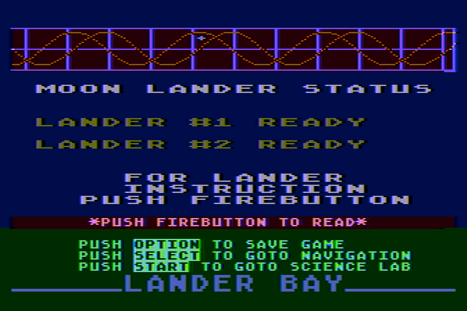 Jupiter Mission 1999 Atari 8-bit Screenshot: Looks like a good place to land...