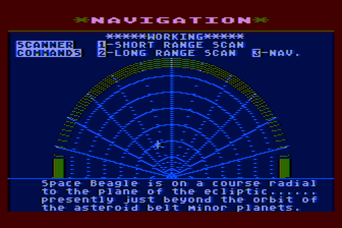 Jupiter Mission 1999 Atari 8-bit Screenshot: So here's the situation...