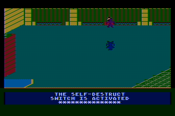 Jupiter Mission 1999 Atari 8-bit Screenshot: Self-destruct activated!