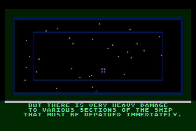 Jupiter Mission 1999 Atari 8-bit Screenshot: There is damage I need to repair...