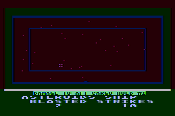 Jupiter Mission 1999 Atari 8-bit Screenshot: I'm hit!