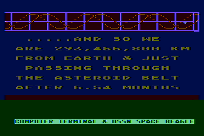 Jupiter Mission 1999 Atari 8-bit Screenshot: And so we begin!