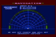 Jupiter Mission 1999 for Atari 8-bit - Setting my course; the simulation shows that I'm way off course!
