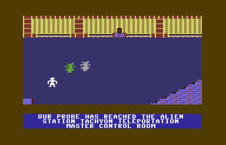 Jupiter Mission 1999 Commodore 64 Screenshot: Reached the alien master control room...