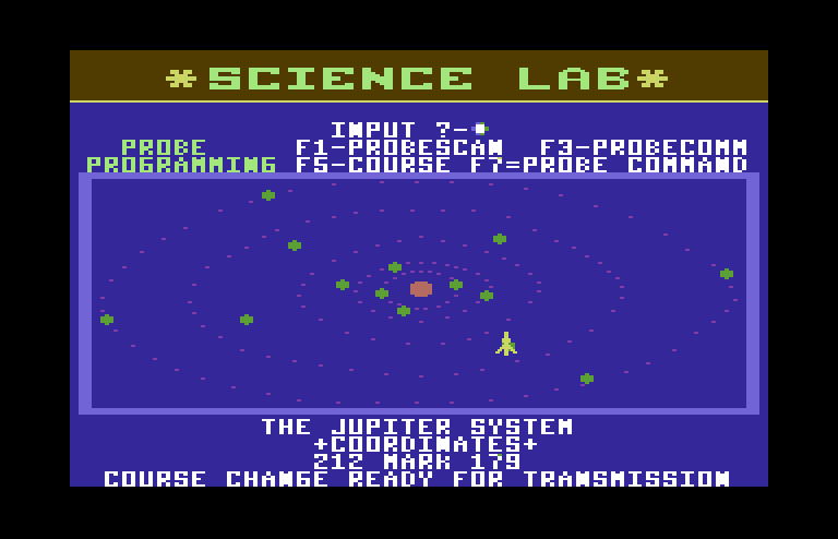 Jupiter Mission 1999 Commodore 64 Screenshot: Plotting a new course...