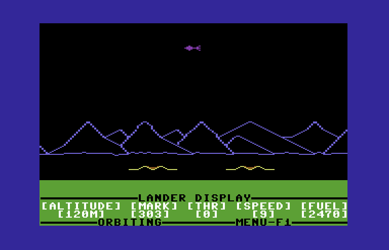 Jupiter Mission 1999 Commodore 64 Screenshot: First lander launched!