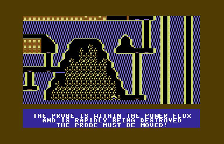 Jupiter Mission 1999 Commodore 64 Screenshot: Uh oh, this looks like a dangerous situation...