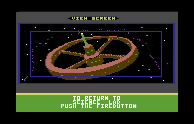 Jupiter Mission 1999 Commodore 64 Screenshot: The view of the alien space station.