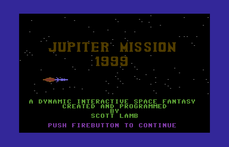 Jupiter Mission 1999 Commodore 64 Screenshot: Title screen.