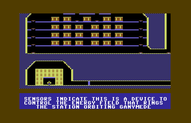 Jupiter Mission 1999 Commodore 64 Screenshot: Found a device...