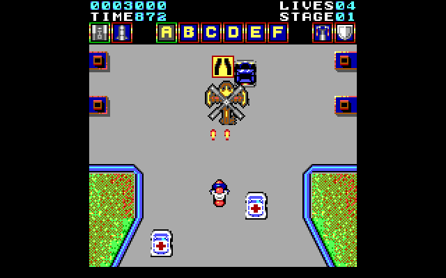 Action Fighter IBM PC/Compatibles Screenshot: The road narrows ahead.