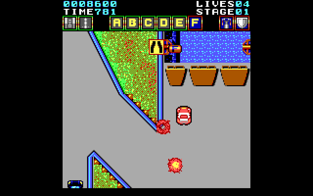 Action Fighter IBM PC/Compatibles Screenshot: Approaching a dead end fast!